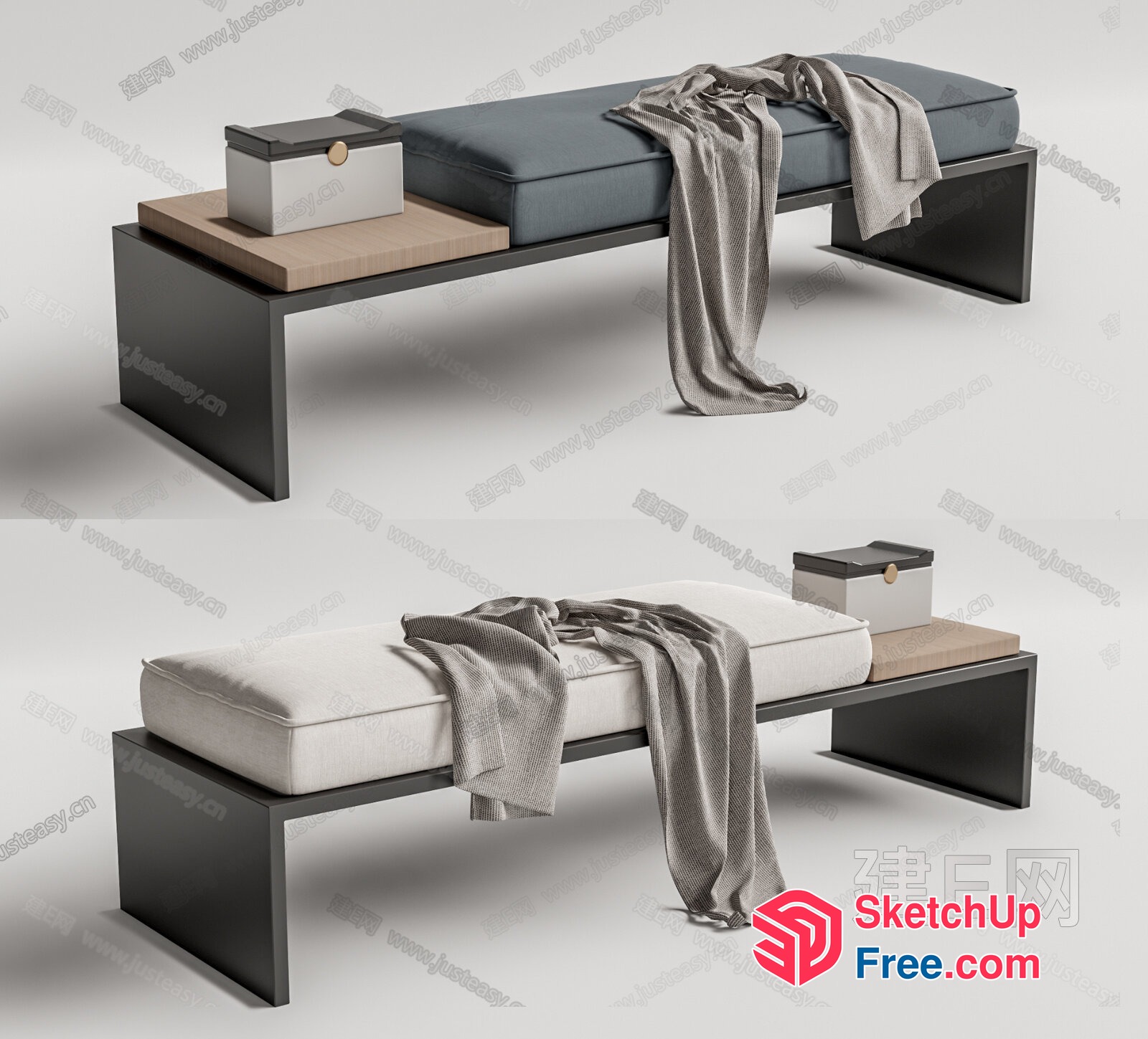 Modern Minimalist Bed Frame With Storage 3D SketchUp File