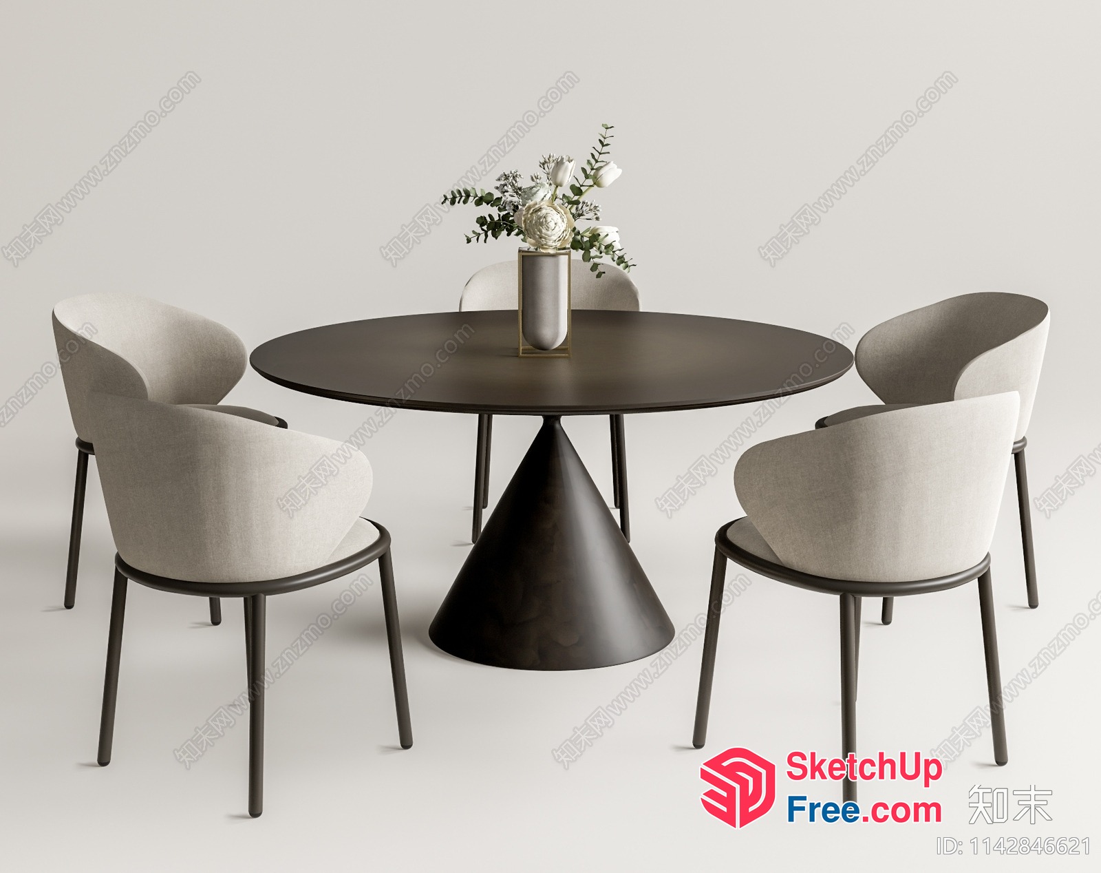 Modern Minimalist Dining Room Table Set 3D SketchUp File