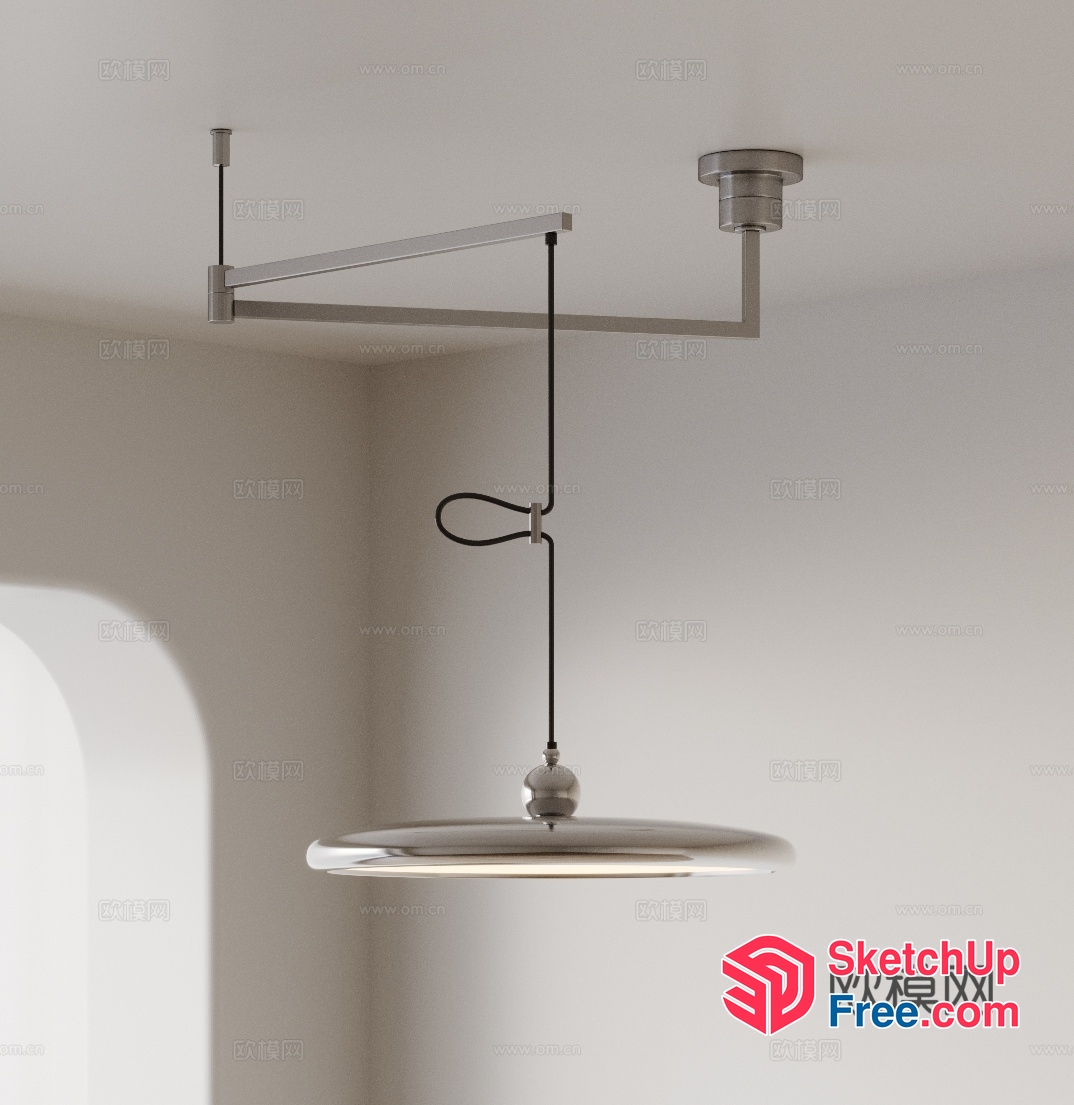 Suspended Light Fixture And Ceiling Decor 3D SketchUp File