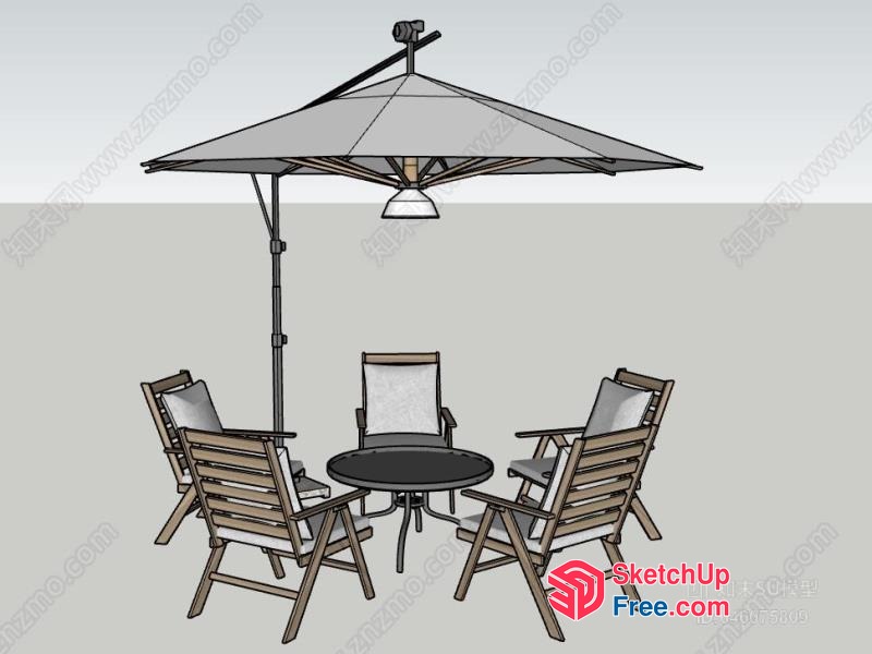 Outdoor Patio Furniture Set With Umbrella 3D SketchUp File