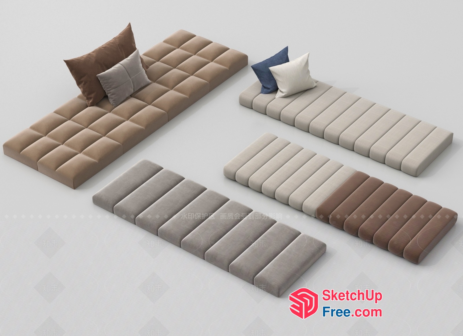 Modern Futon Seating Arrangement 3D SketchUp File