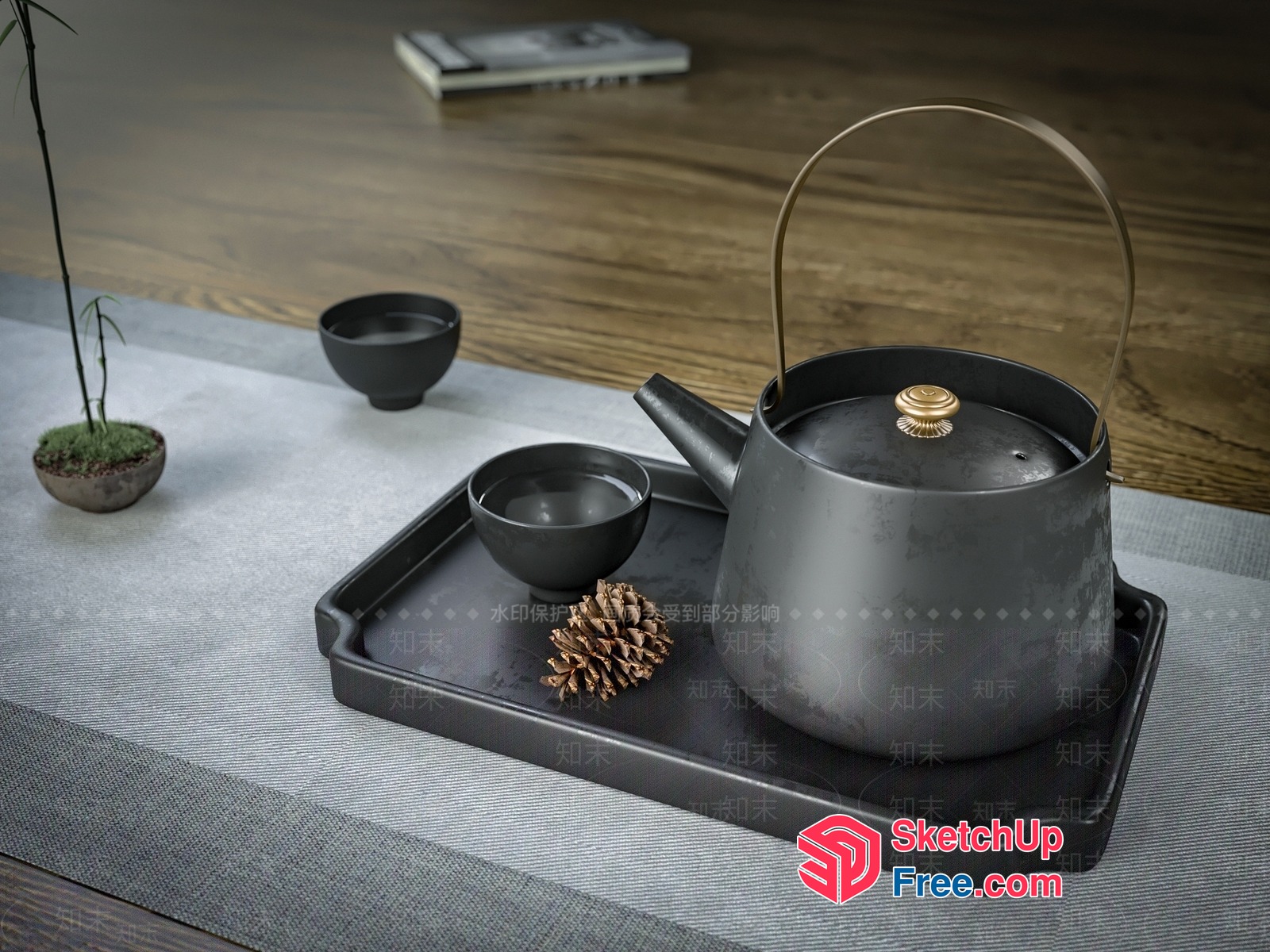 Asian-Style Teapot And Tea Set 3D SketchUp File