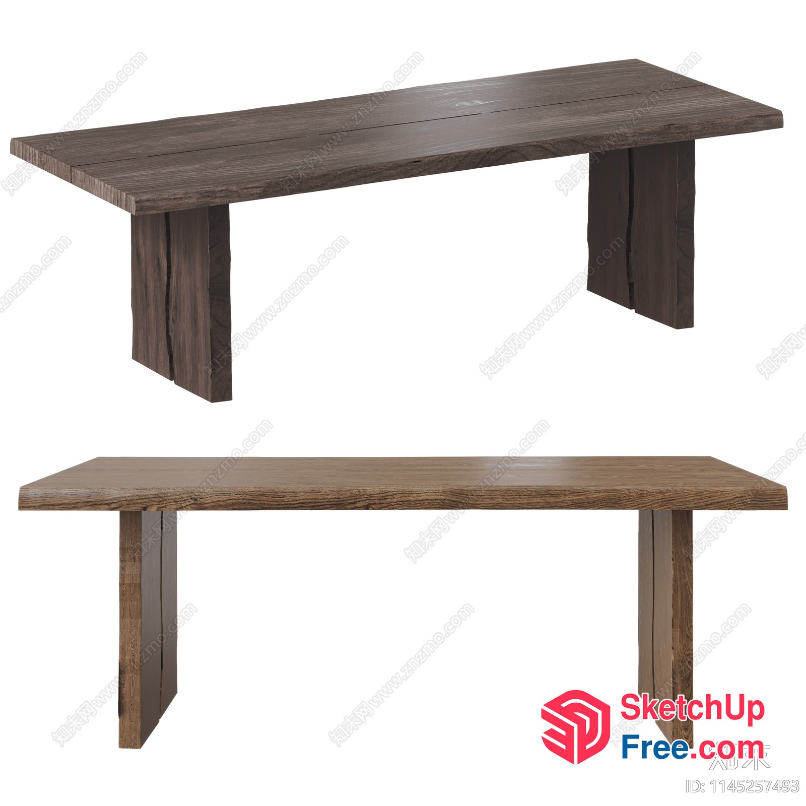 Rustic Wooden Bench 3D SketchUp File