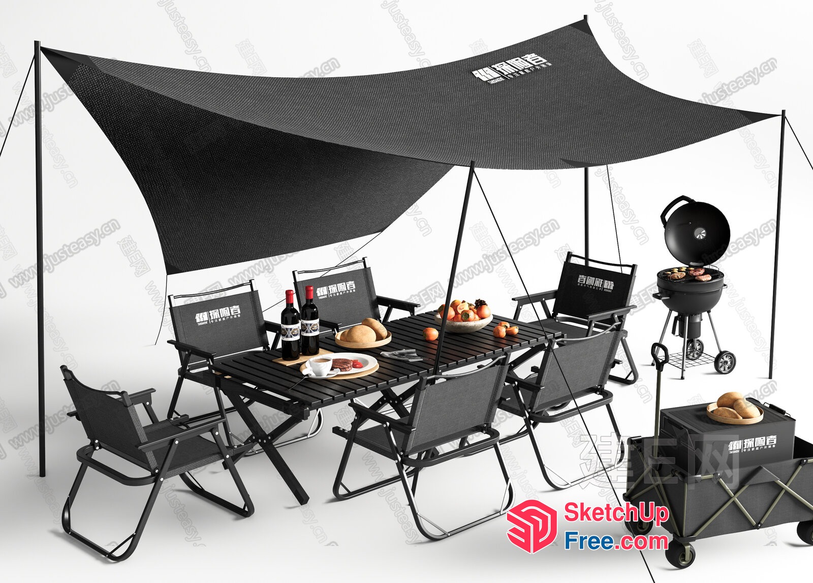 Outdoor Dining And Grilling Setup 3D SketchUp File