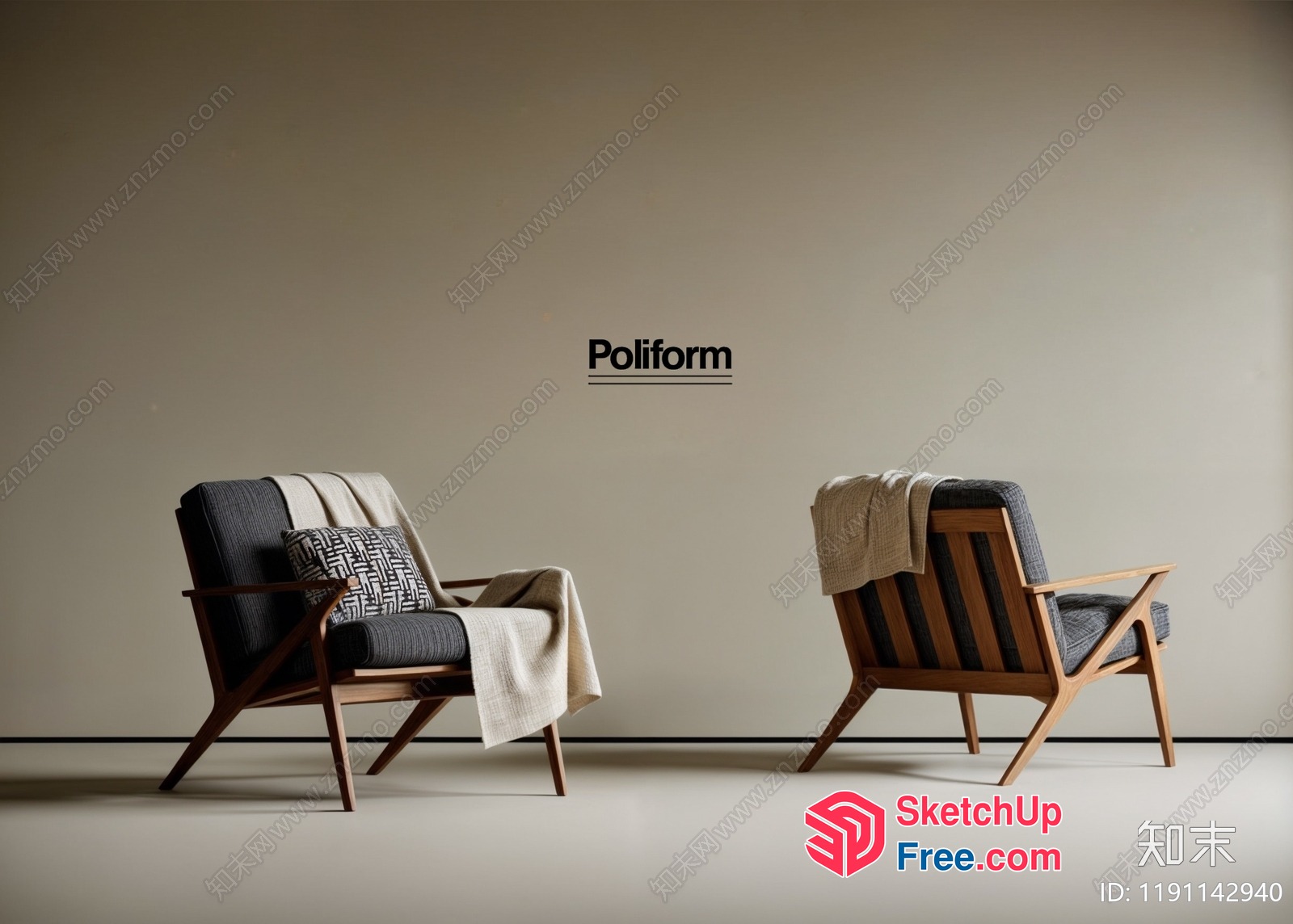 Two Elegant Chairs In A Modern Living Room 3D SketchUp File