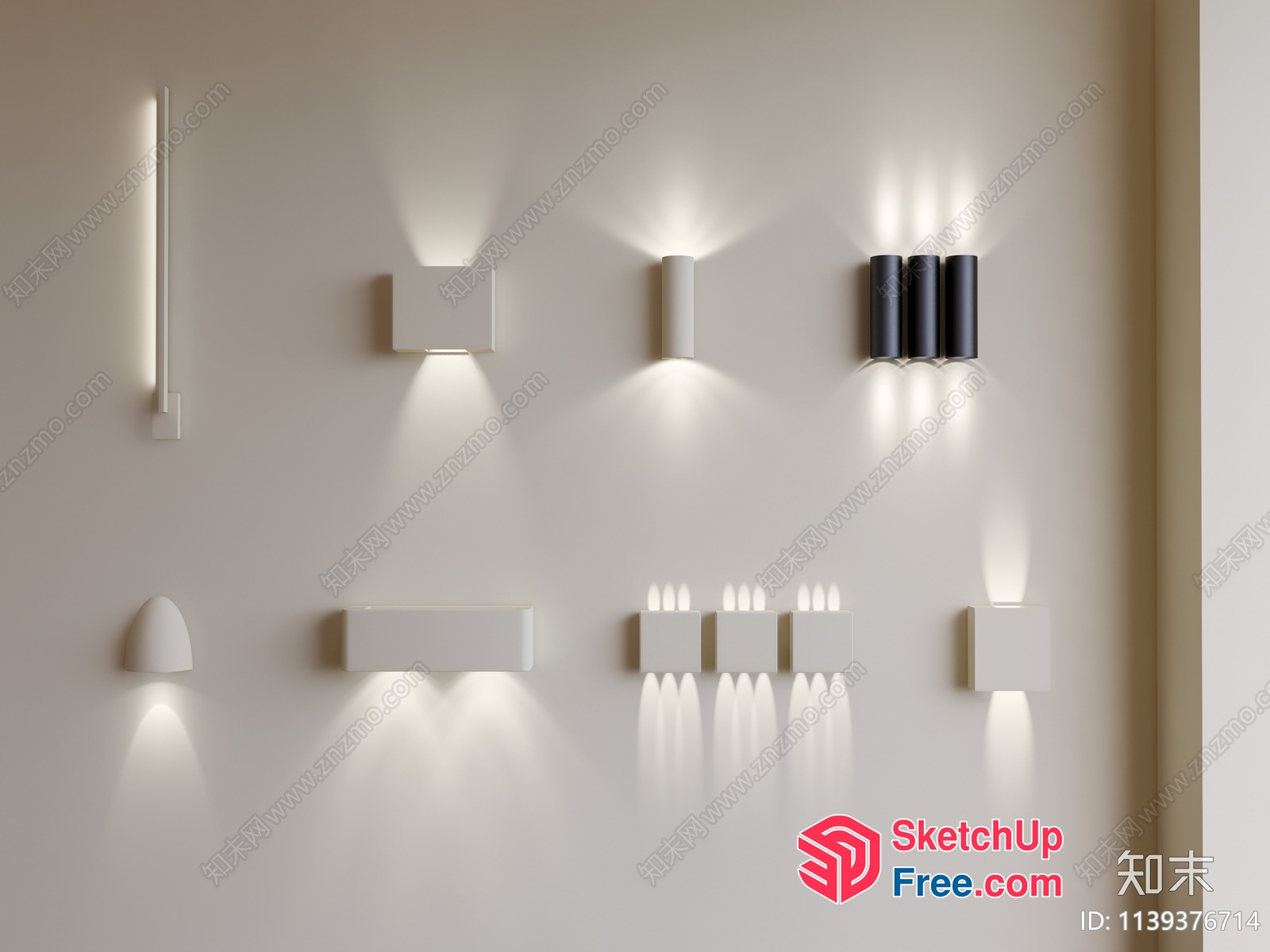 Modern White And Black Wall Lighting Fixtures 3D SketchUp File