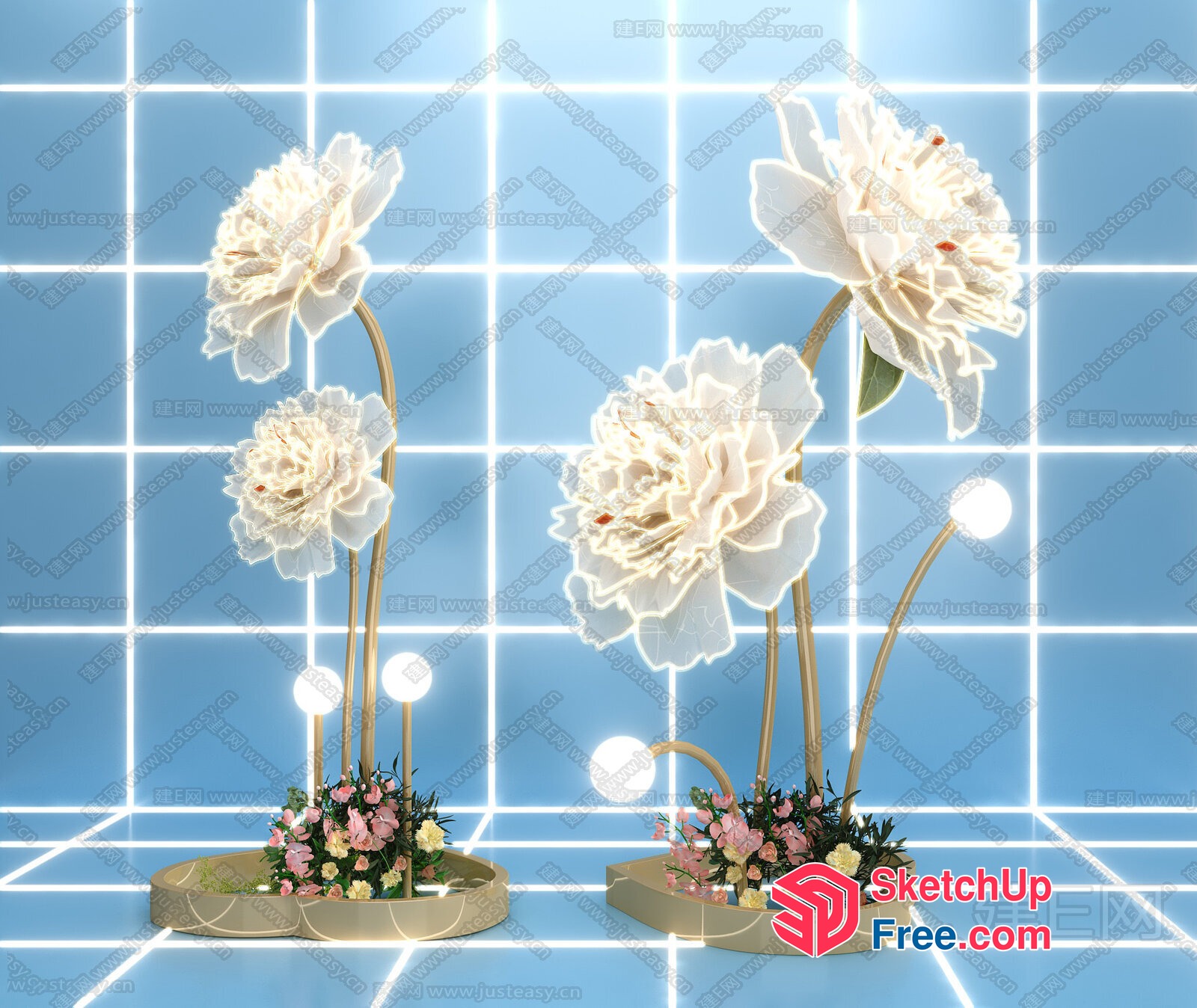 Beautifully Designed Modern Flower Decorations 3D SketchUp File