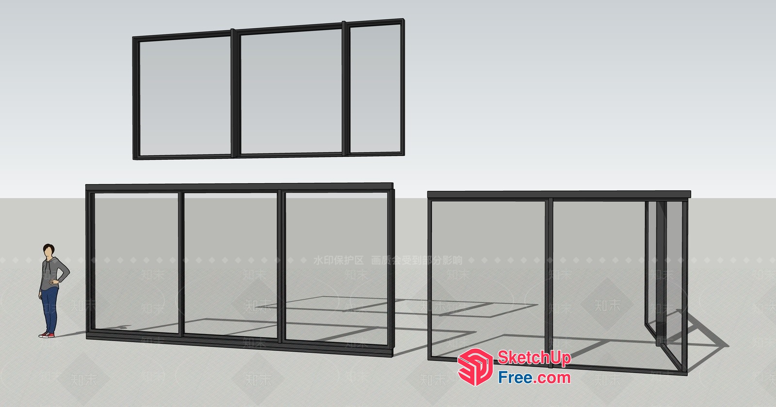Glass Curtain Wall In A Minimalist Style 3D SketchUp File