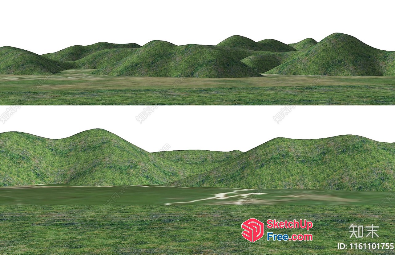 Serene Green Mountain Landscape 3D SketchUp File
