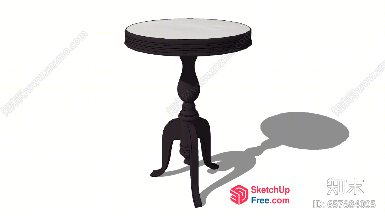 Black And White Round Table 3D SketchUp File