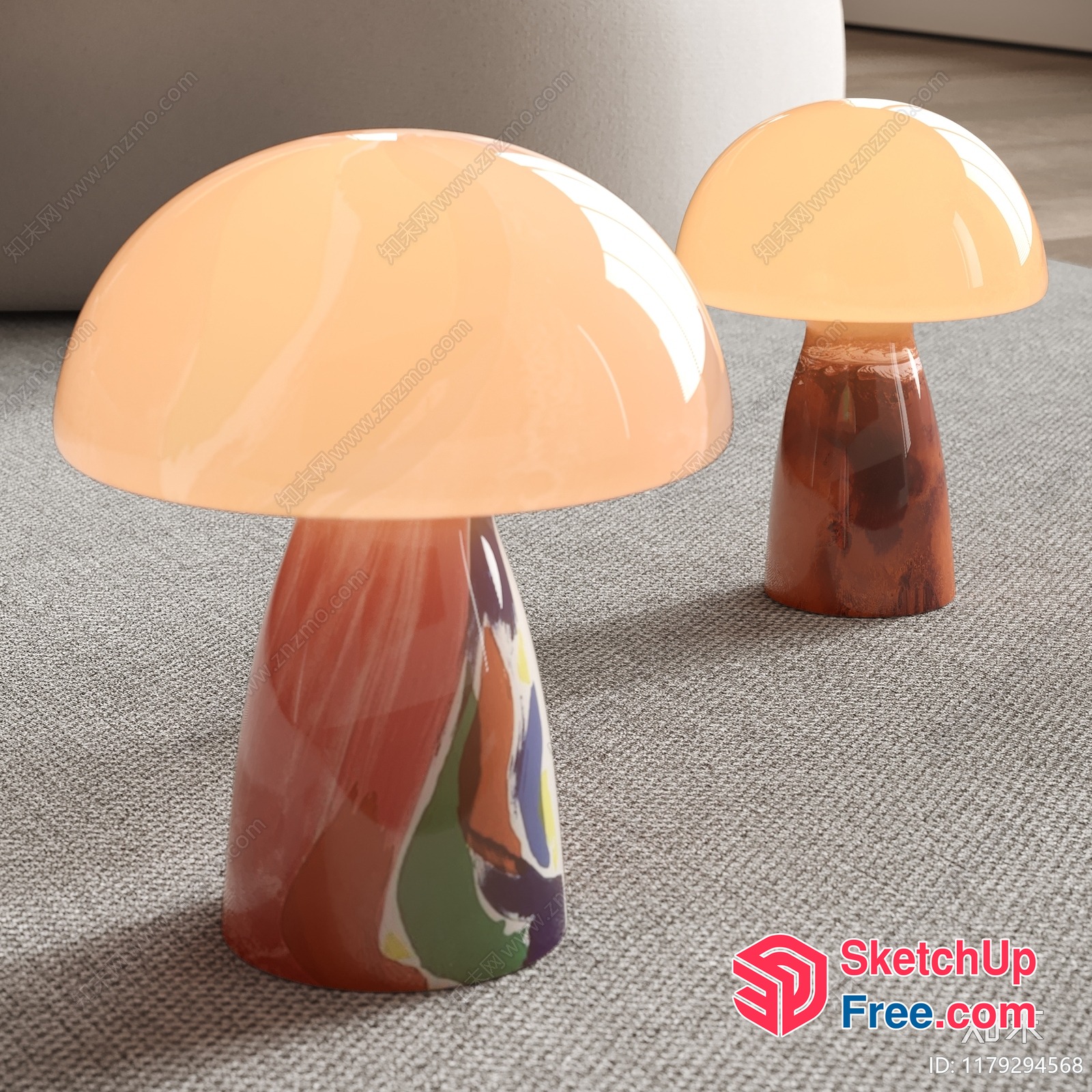 Two Mushroom Shaped Table Lamps In A Modern Interior 3D SketchUp File