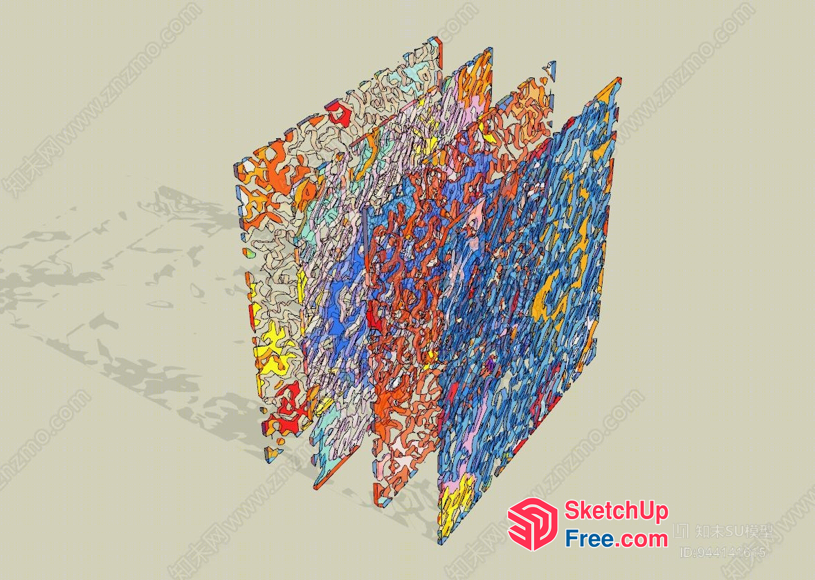 Abstract 3D Artwork Of Vibrant Colors And Shapes 3D SketchUp File