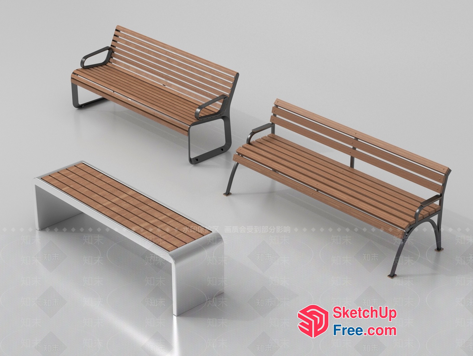 Modern And Sleek Outdoor Benches 3D SketchUp File