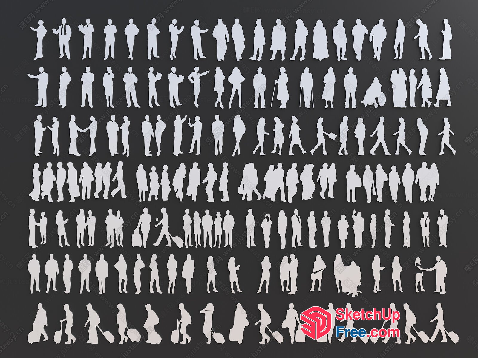 People In Various Poses 3D SketchUp File