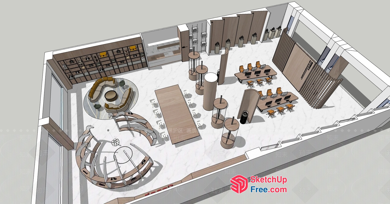 Modern Office Interior With Sleek Furniture And Neutral Color Scheme 3D SketchUp File