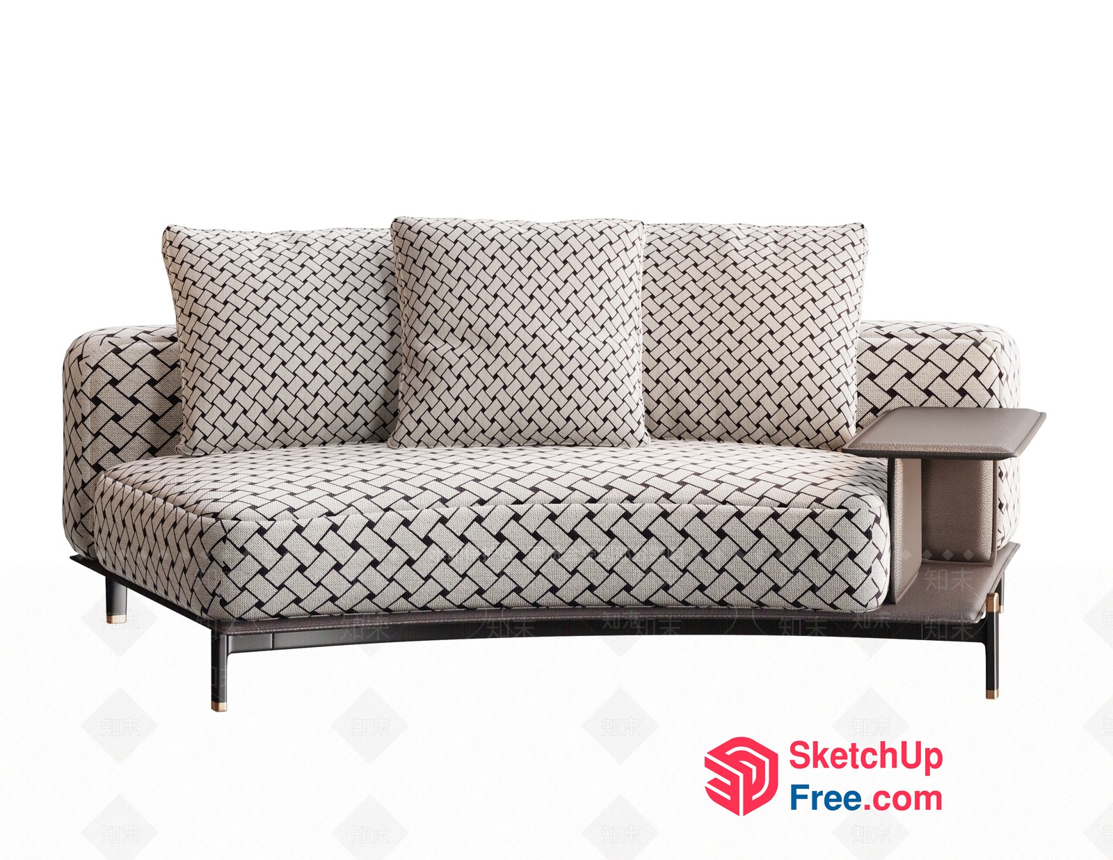 Modern Sofa With Built-In Table And Unique Pattern 3D SketchUp File