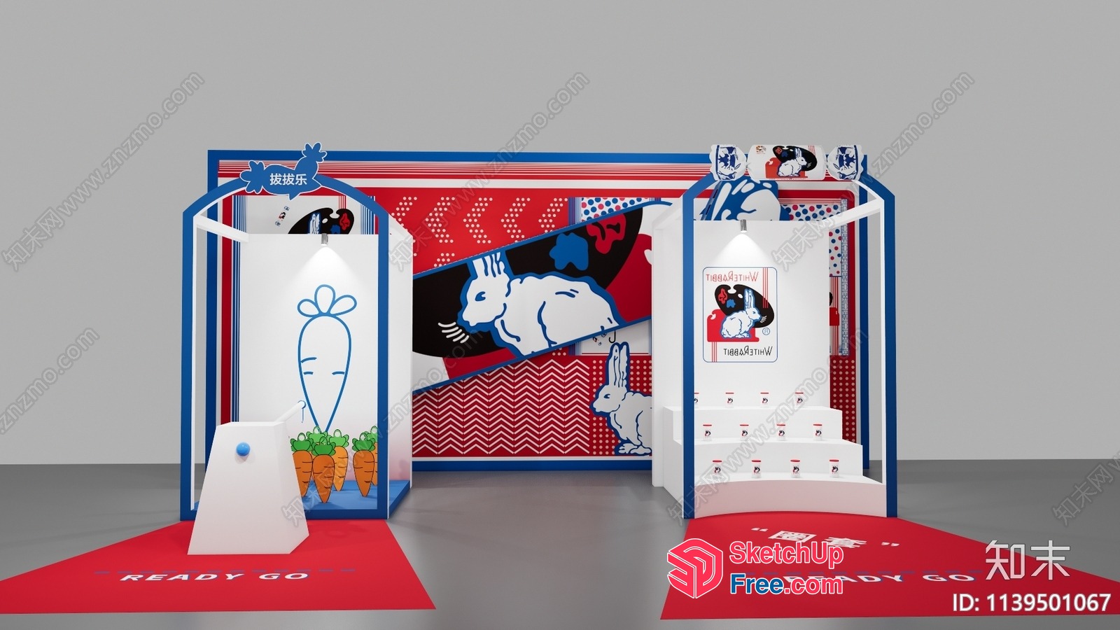 Rabbit-Themed Interior Design With Red And White Accents 3D SketchUp File