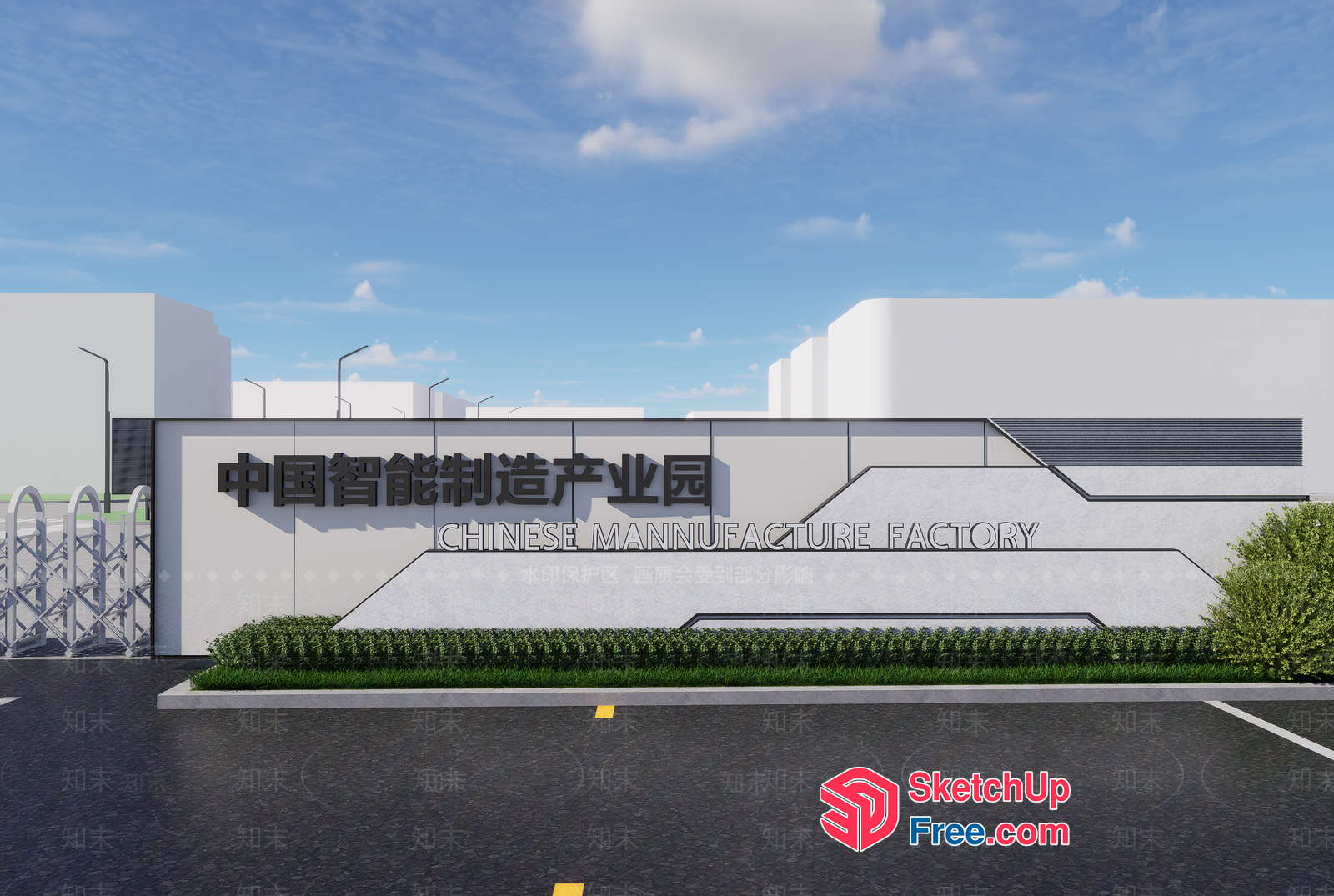 Chinese Manufacture Factory Entrance 3D SketchUp File