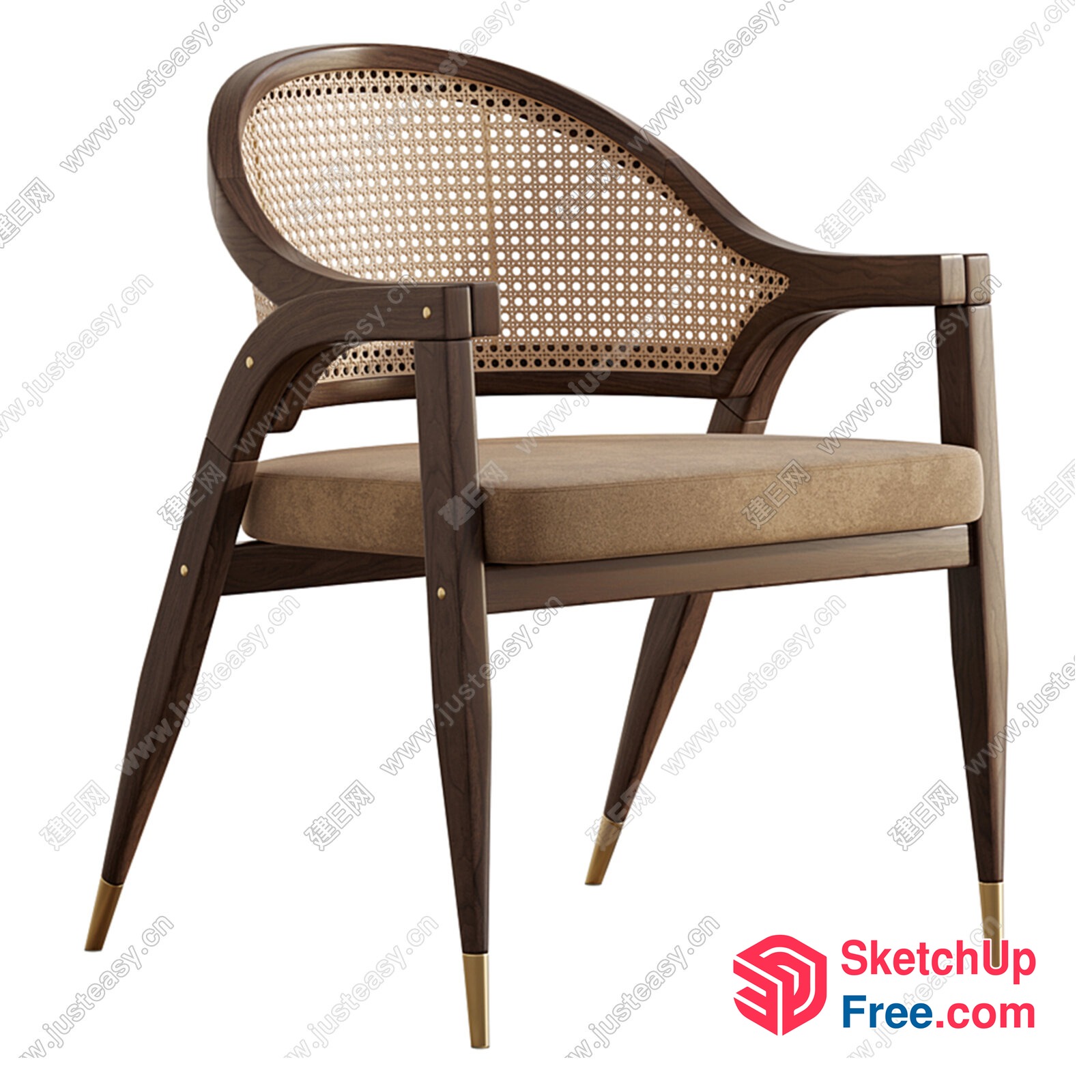 Rattan Back Chair With Wooden Legs 3D SketchUp File