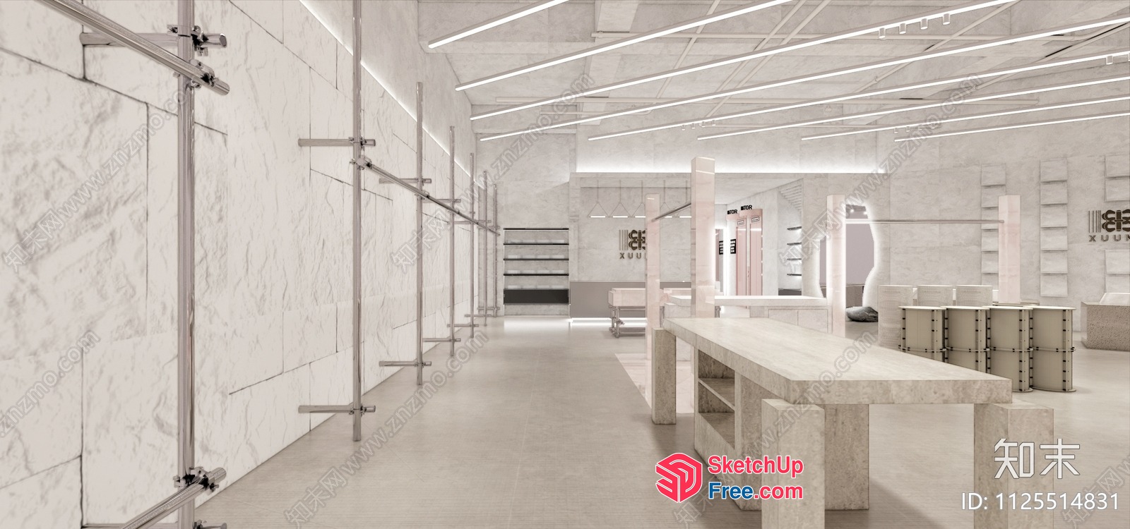 Modern Minimalist White Marble Interior 3D SketchUp File