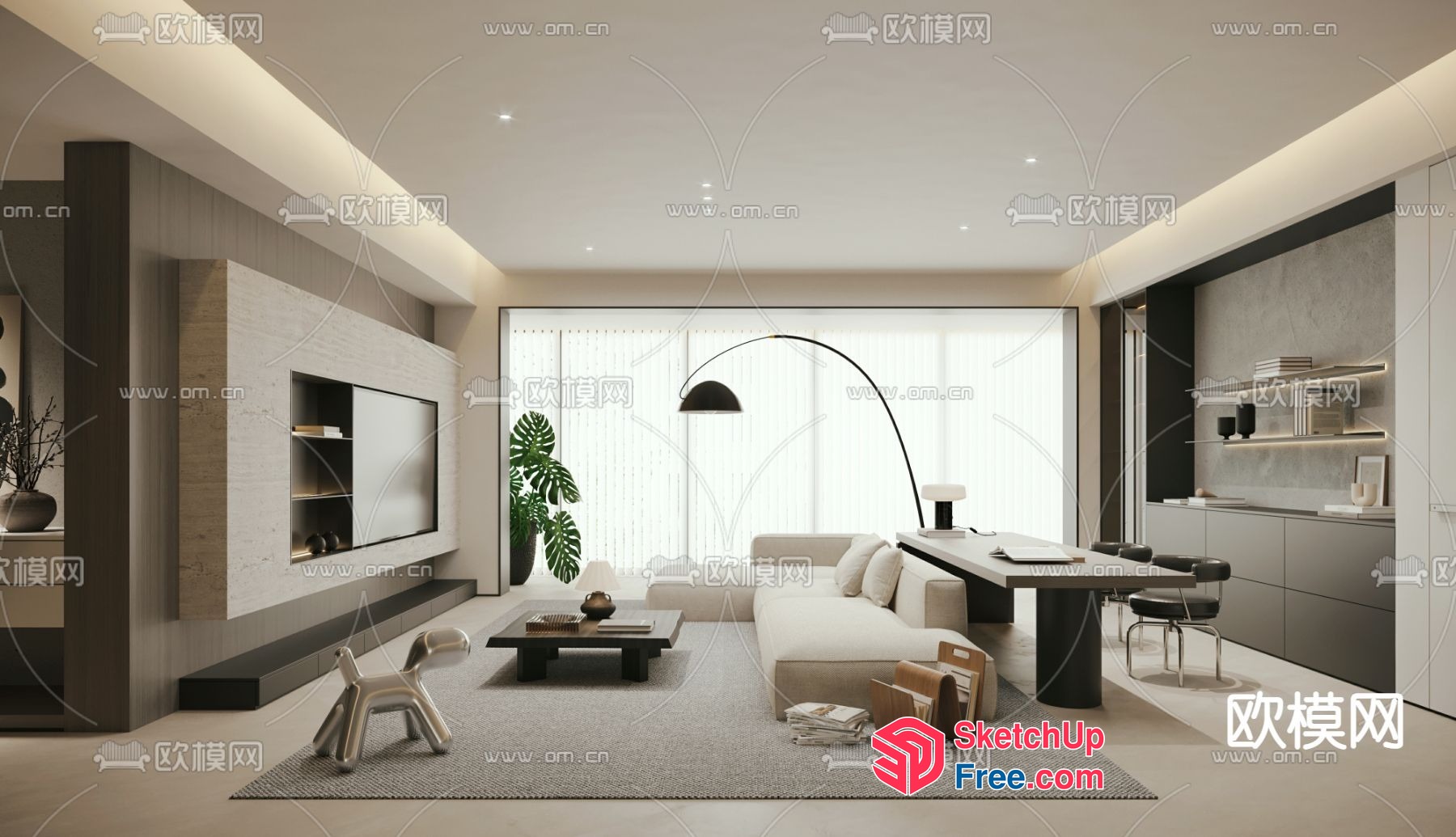 Modern Minimalist Living Room 3D SketchUp File