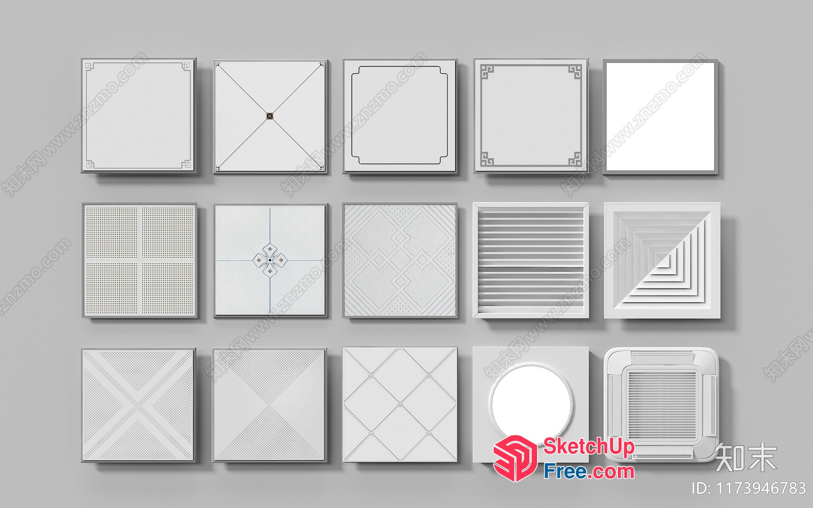 Square Decorative Ceiling Tiles 3D SketchUp File