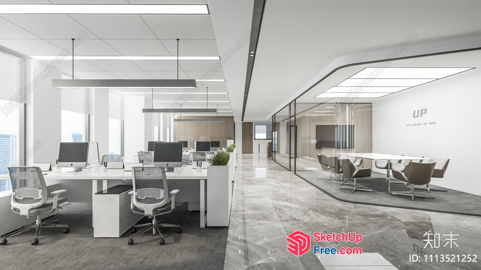 Modern Office Space With Natural Light 3D SketchUp File