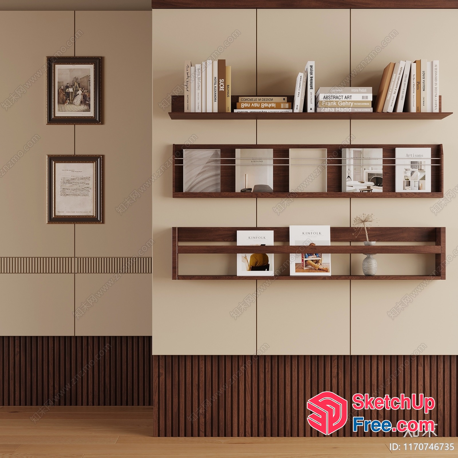 Modern Minimalist Bookshelf Interior 3D SketchUp File