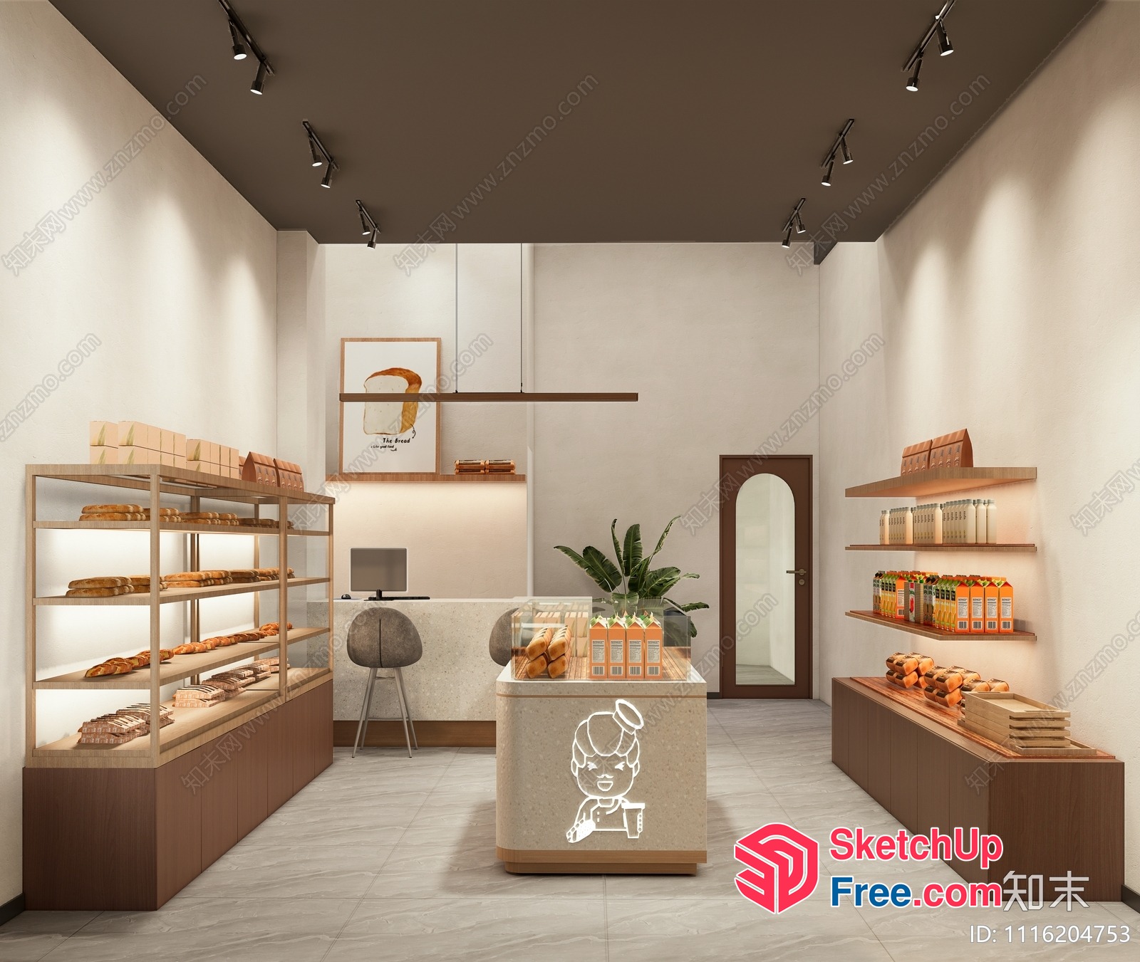 Modern Bakery Interior With Clean Lines And Natural Materials 3D SketchUp File