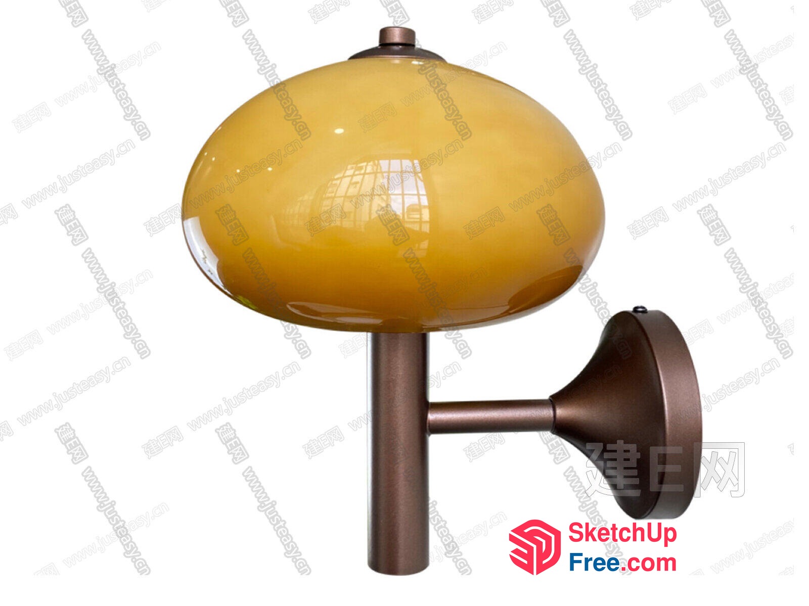 Wall-Mounted Light Fixture With Glass Shade 3D SketchUp File