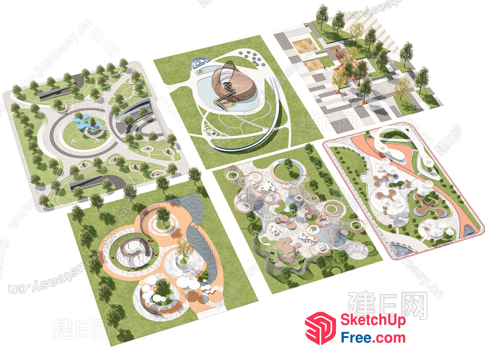 Modern Outdoor Park Design With Unique Features 3D SketchUp File