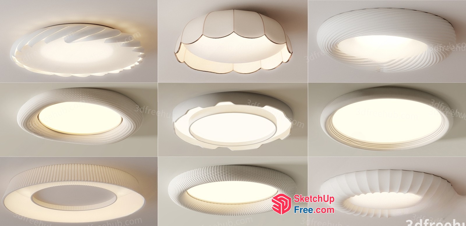 Modern White Ceiling Lights 3D SketchUp File