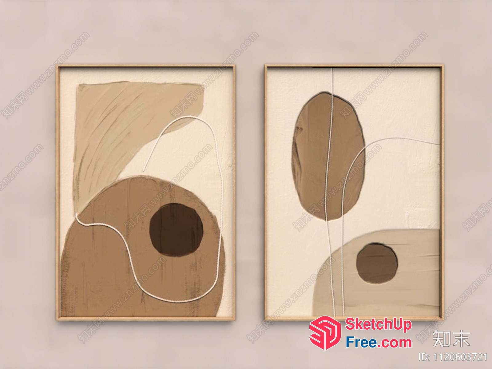 Two Abstract Artworks With Earthy Tones And Shapes 3D SketchUp File