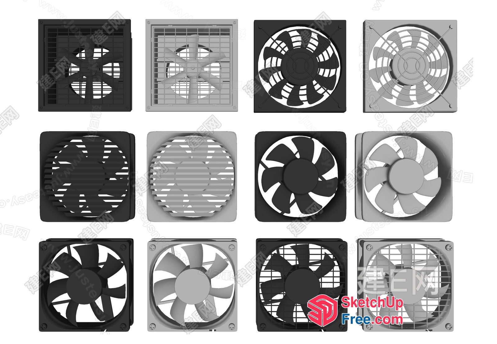 Assorted Fans For Ventilation And Cooling 3D SketchUp File