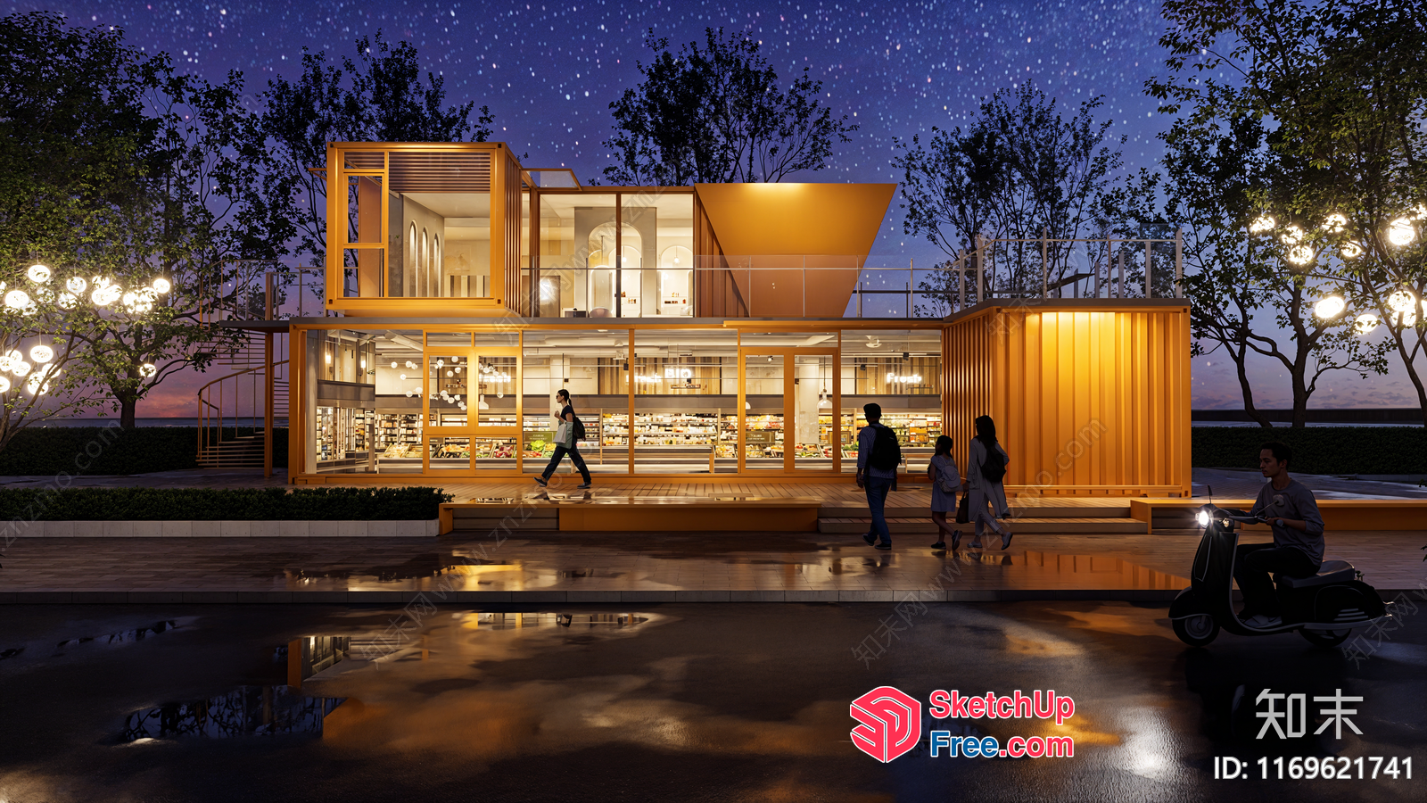 Modern Shipping Container Home With Glass Facade 3D SketchUp File