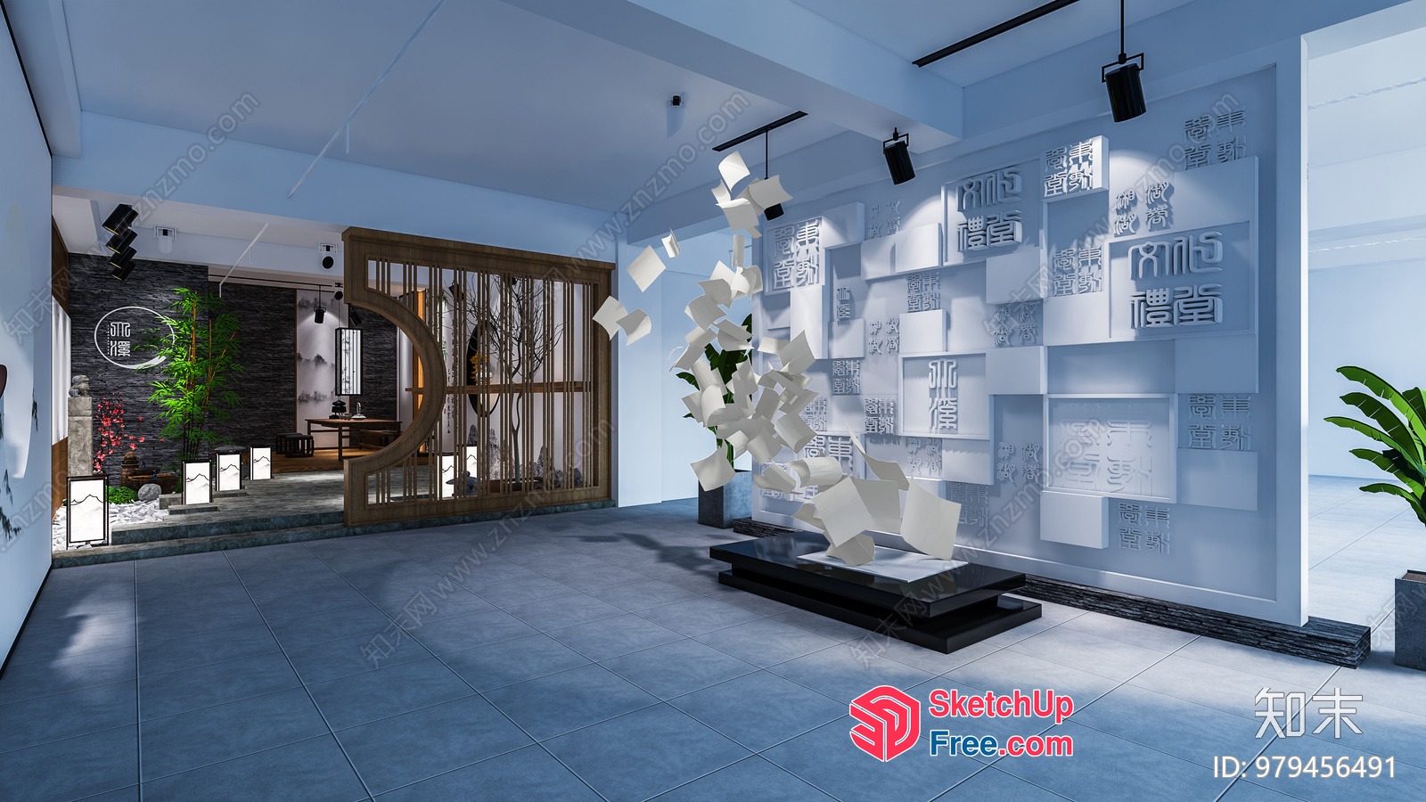 Modern Japanese-Inspired Interior With White And Gray Tones 3D SketchUp File