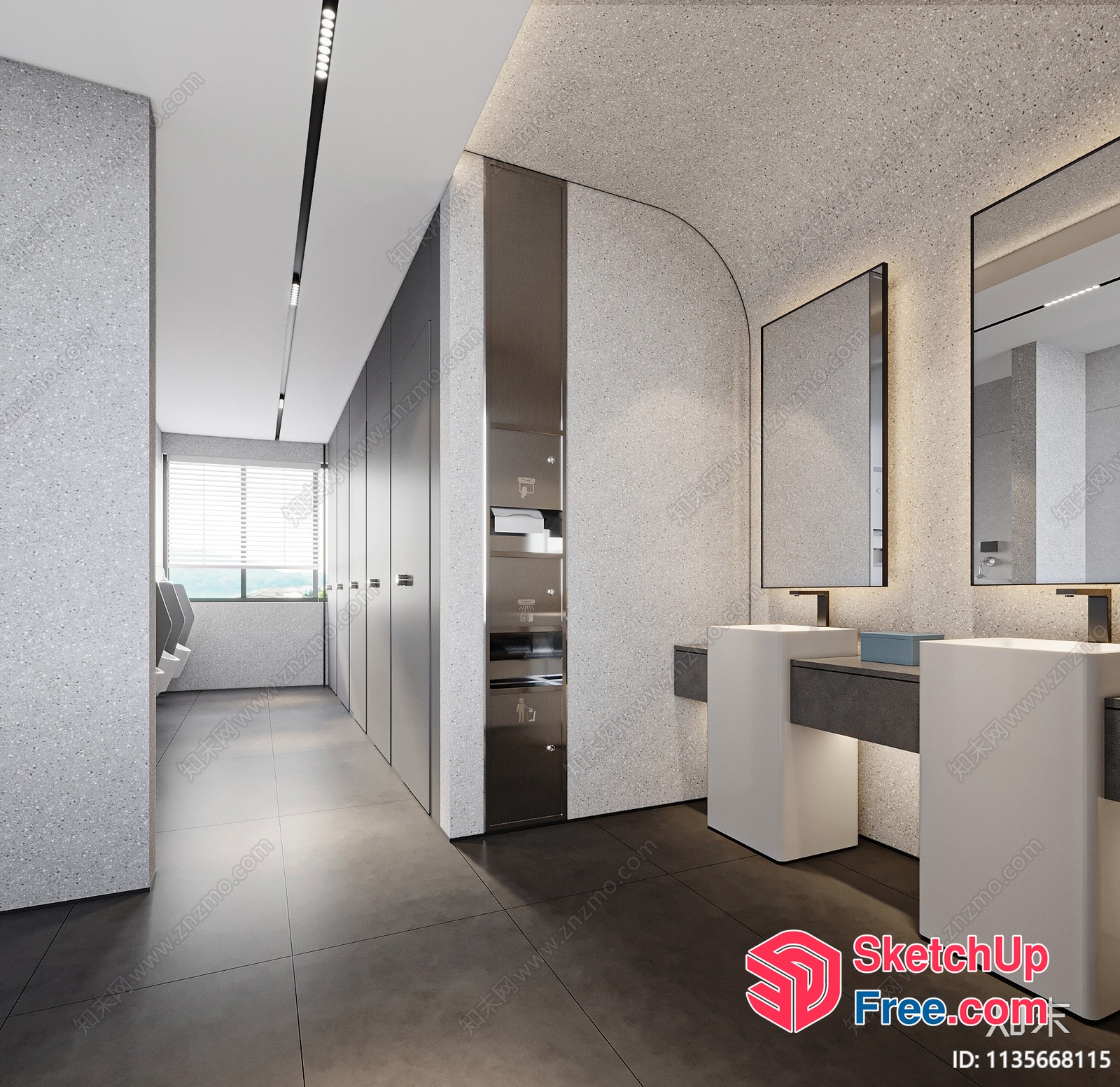 Modern Minimalist Bathroom Interior With White And Gray Tones 3D SketchUp File