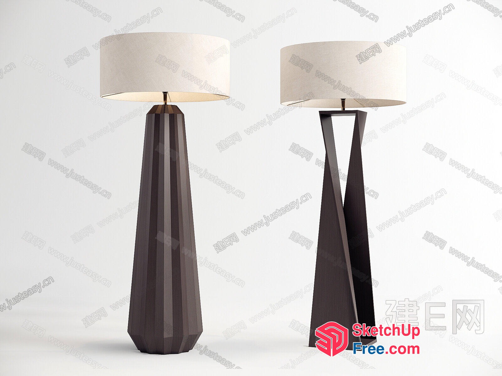 Modern Floor Lamps With White Shades 3D SketchUp File