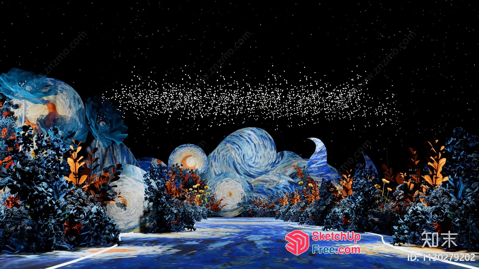 Starry Night Inspired Interior Scene 3D SketchUp File