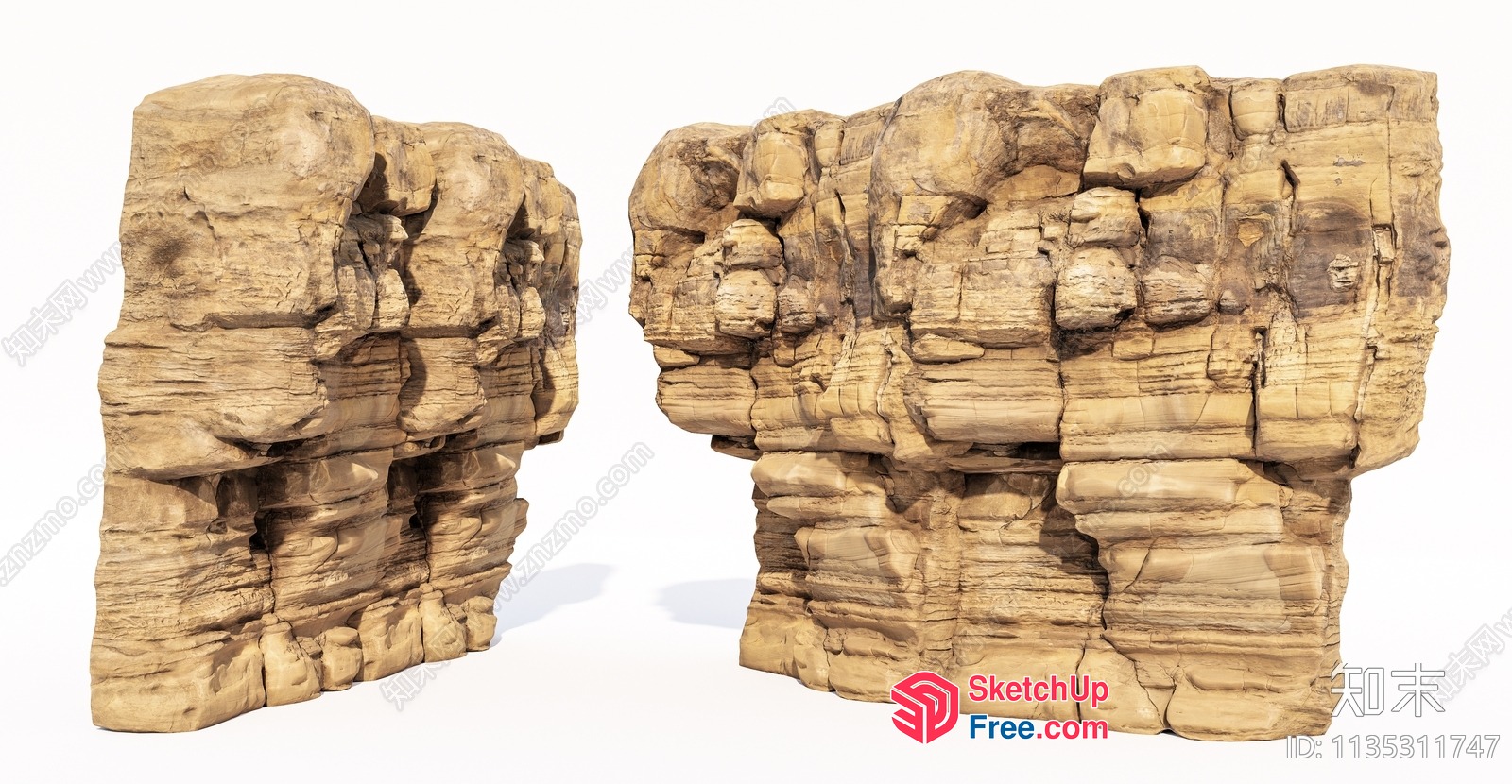 Two Large Stone Walls 3D SketchUp File