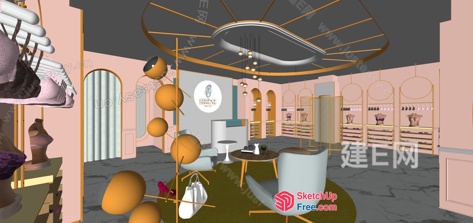 Stylish And Modern Fashion Store Interior 3D SketchUp File