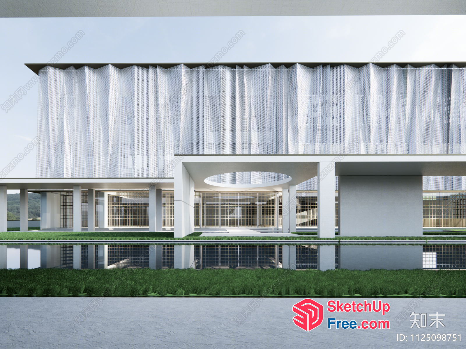 Modern Glass Curtain Wall Building Exterior 3D SketchUp File