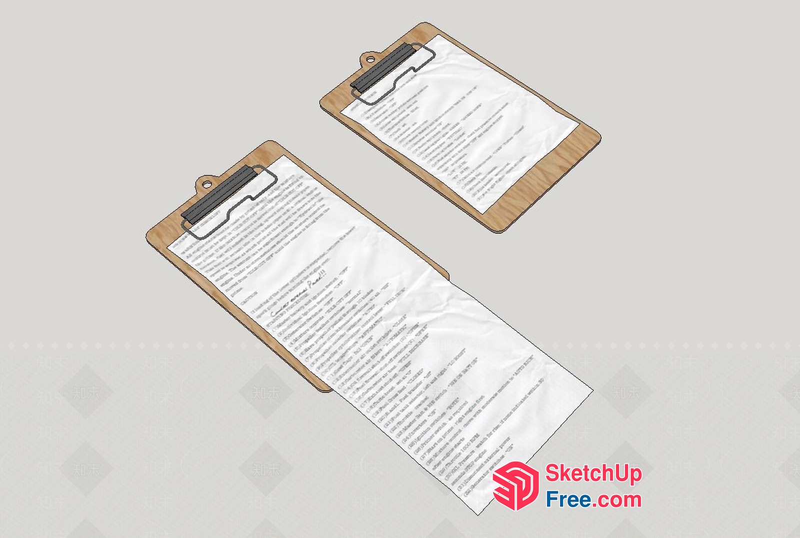 Two Wooden Clipboards With White Paper 3D SketchUp File