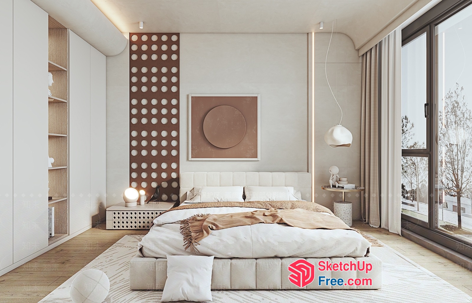 Modern Minimalist Japanese-Style Bedroom Interior 3D SketchUp File