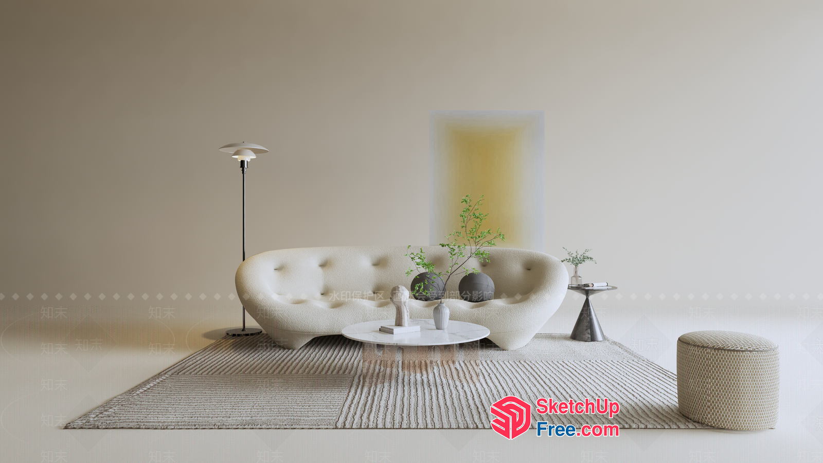 Modern Minimalist Living Room Interior Design 3D SketchUp File