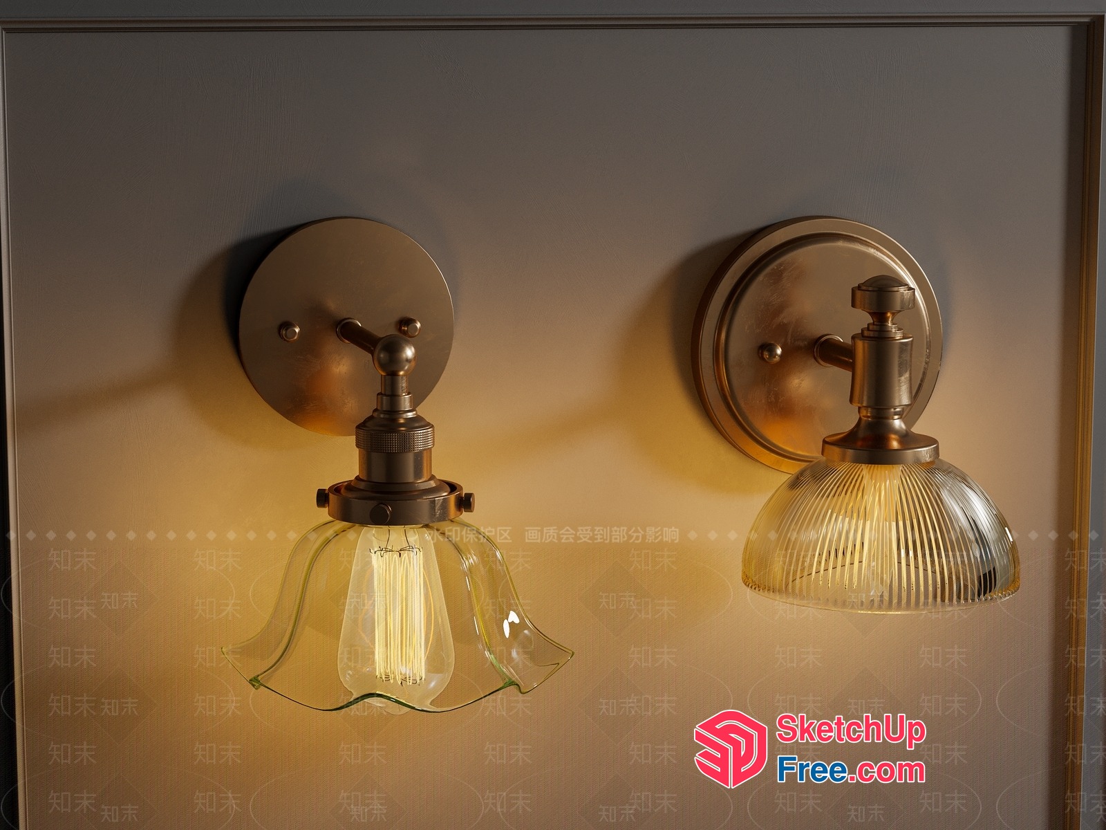Elegant Glass Wall Light Fixtures 3D SketchUp File