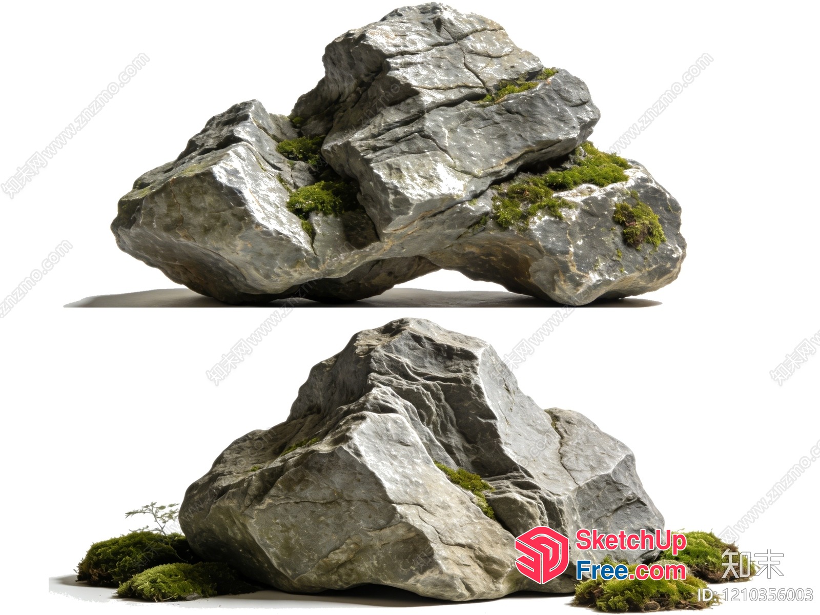 Large Rock Formation With Moss And Grass 3D SketchUp File