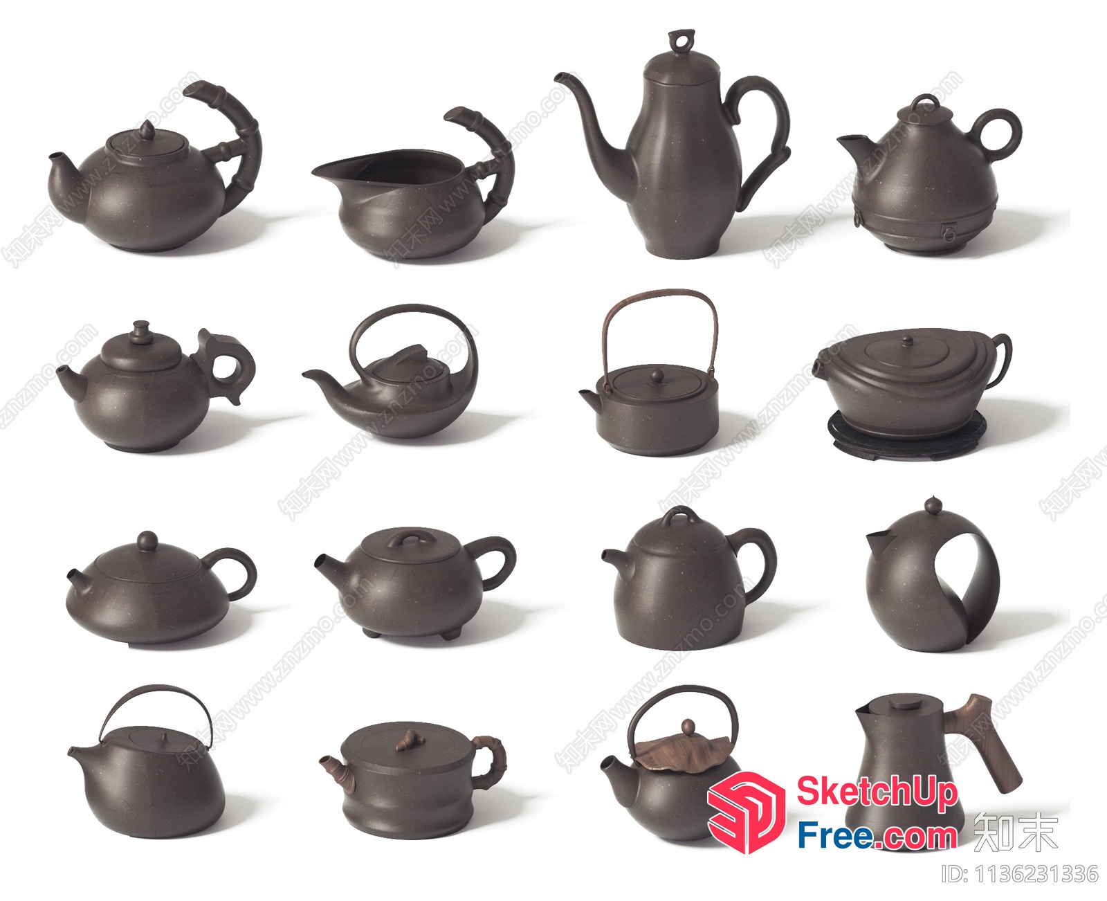 Traditional Asian Teapots Collection 3D SketchUp File