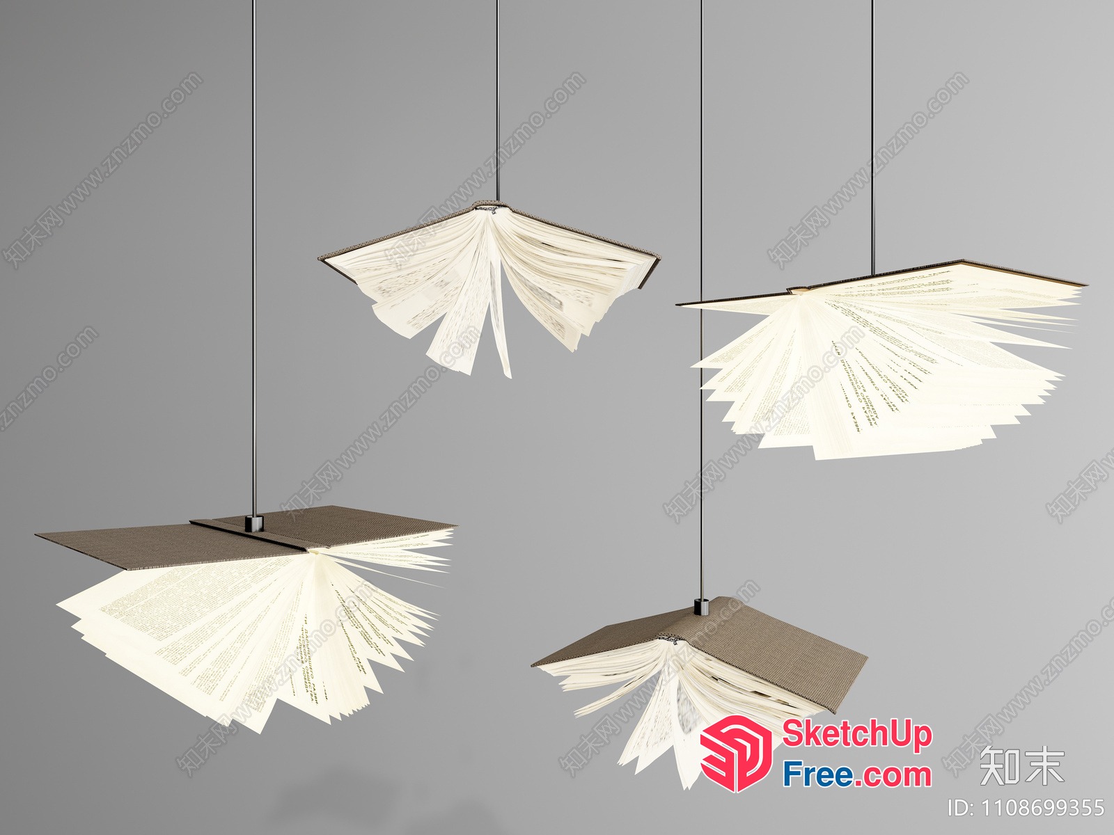 Book-Themed Hanging Light Fixtures 3D SketchUp File