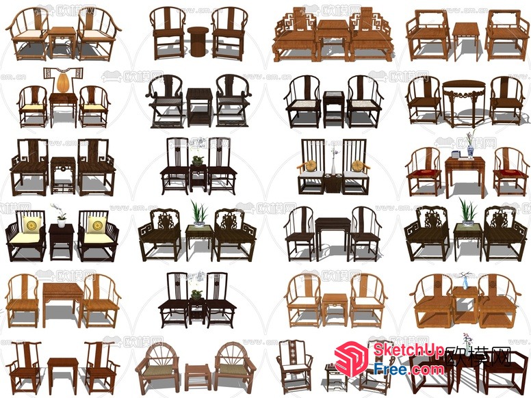 Traditional Chinese Furniture Collection 3D SketchUp File